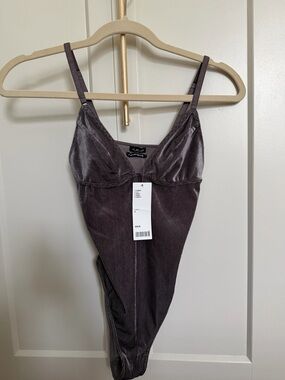 Urban Outfitters Gray Ribbed Velvet Tank Top